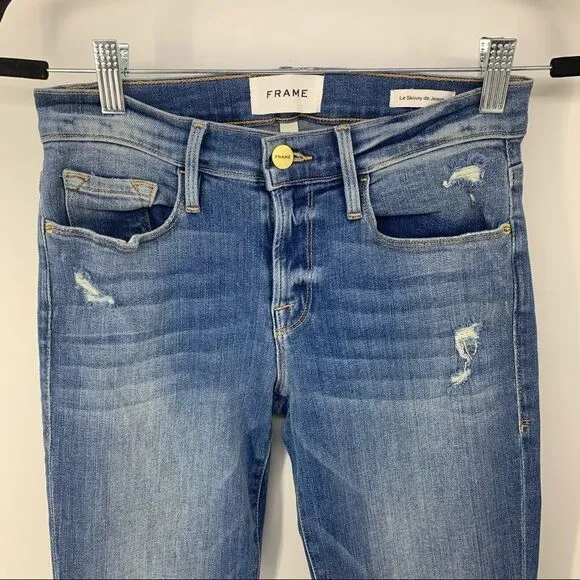 Frame Le Skinny De Jeanne Distressed raw Hemline Ankle Jeans [size 25]