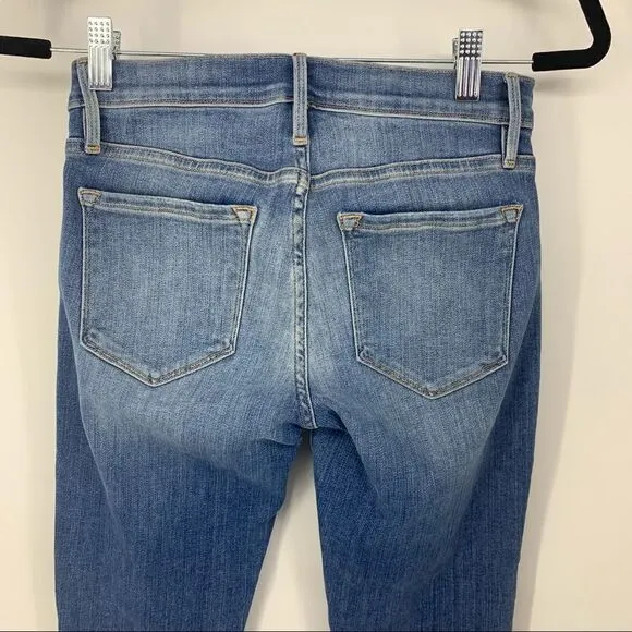 Frame Le Skinny De Jeanne Distressed raw Hemline Ankle Jeans [size 25]