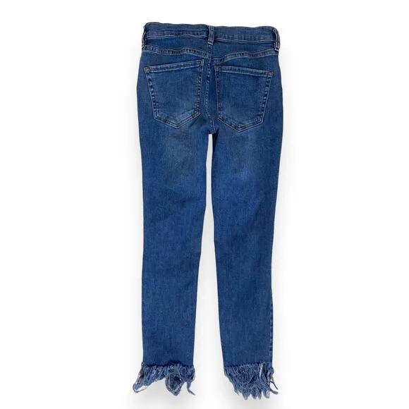Free People Great Heights Frayed Skinny Worn Indigo