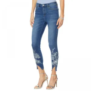 G by Giuliana Women's Downtown Denim Notched Hem Printed Skinny Jeans