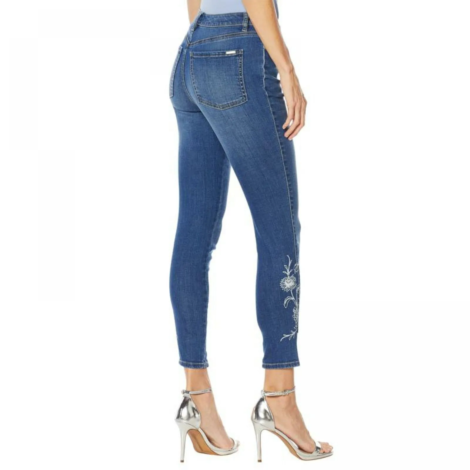 G by Giuliana Women's Downtown Denim Notched Hem Printed Skinny Jeans