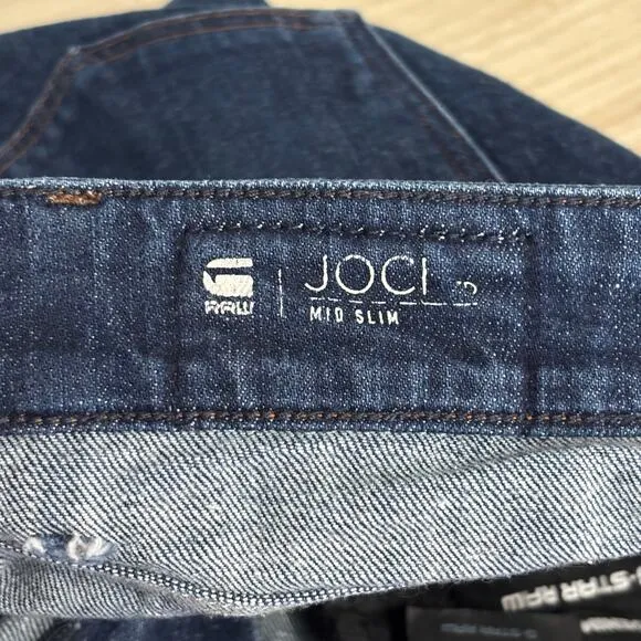 G Star Jeans Womens 27 Crop Raw Joci 3D Mid Slim Jowsie Crossover Overlapped