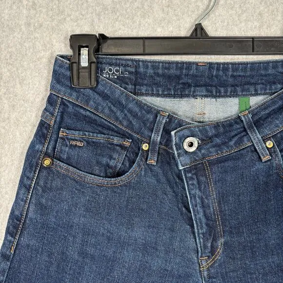 G Star Jeans Womens 27 Crop Raw Joci 3D Mid Slim Jowsie Crossover Overlapped