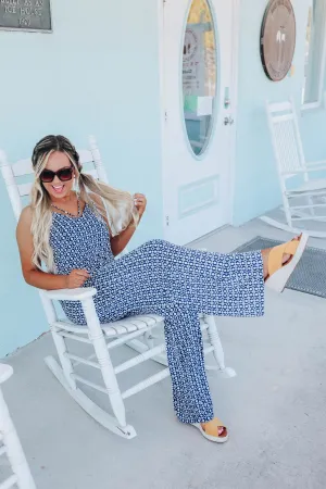 Geo Design Pocketed Maxi Jumpsuit