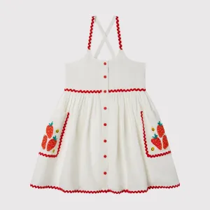 GIRL STRAPPY DRESS WITH STRAWBERRY FLOWER PRINT