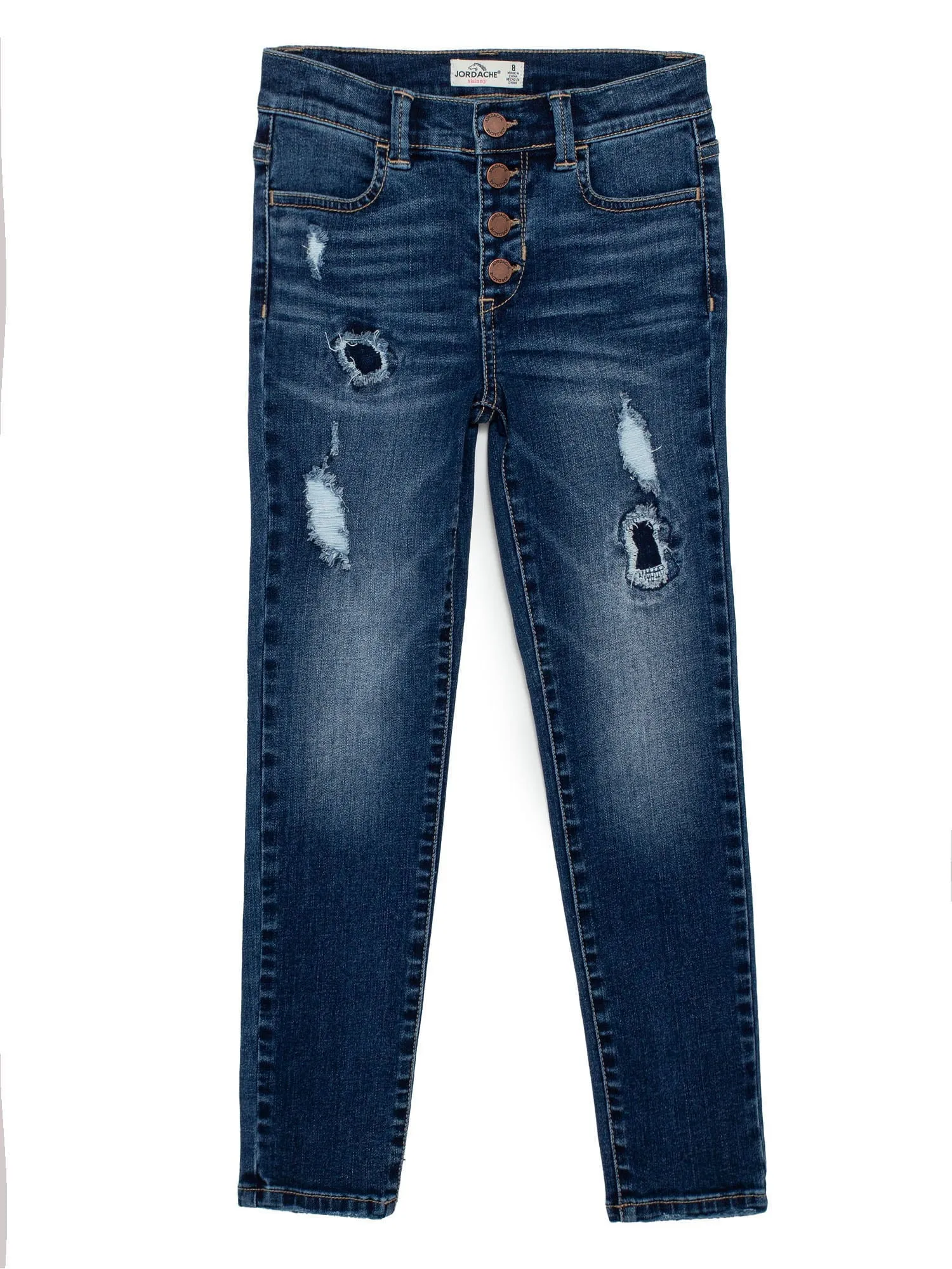 Girls Exposed Button Skinny