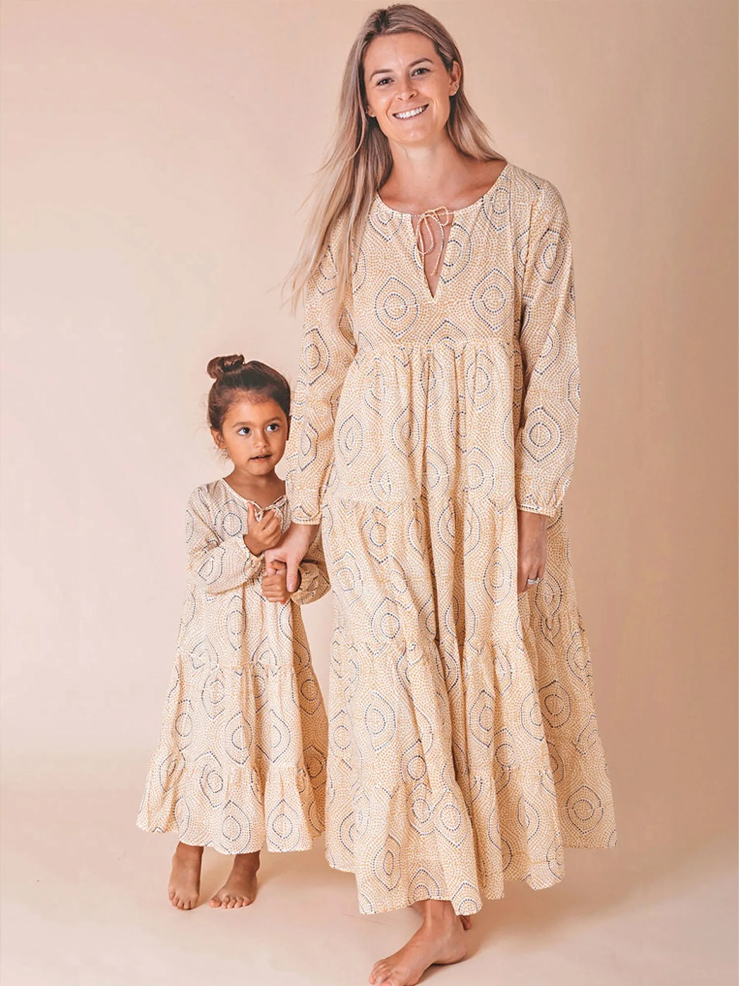 Girl's Kaftan Dress in Abstract Print