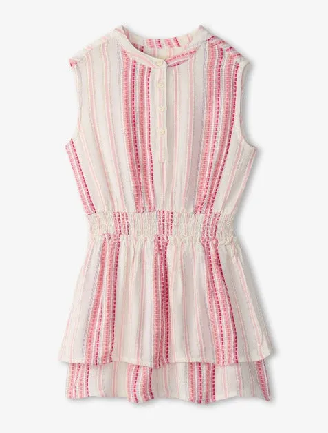 Girls Ribbon Stripe Smocked Waist Dress | Hatley