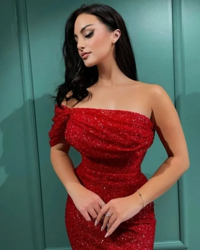 glitter Prom dresses red Evening Maxi dresses