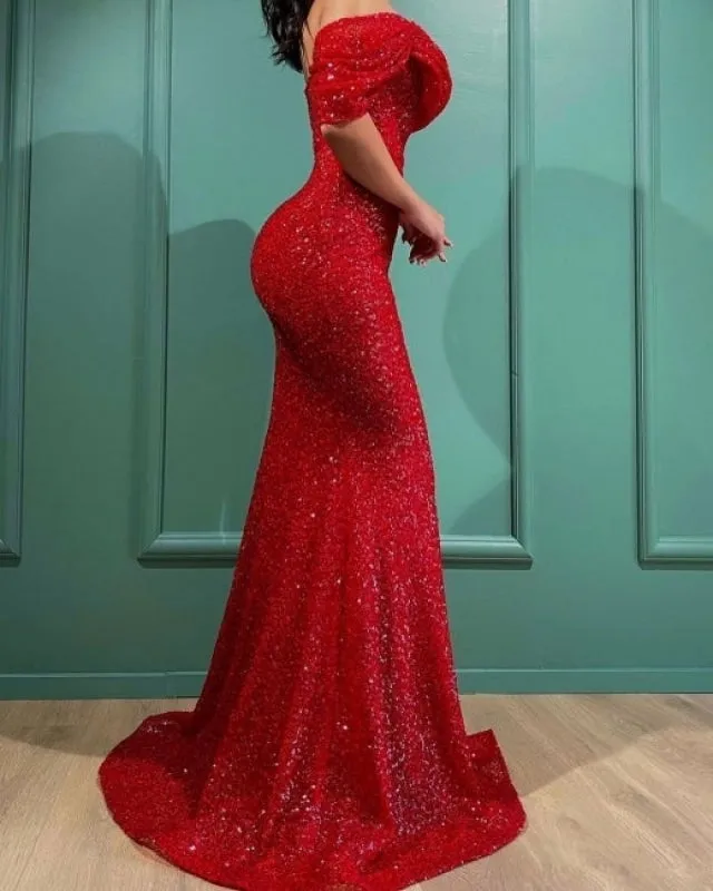 glitter Prom dresses red Evening Maxi dresses