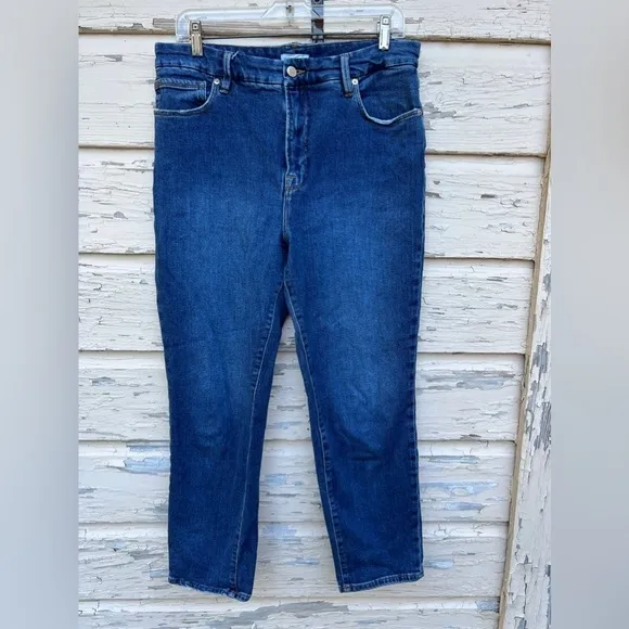 Good American Classic Slim Straight Cashmere Straight Jeans 14/32