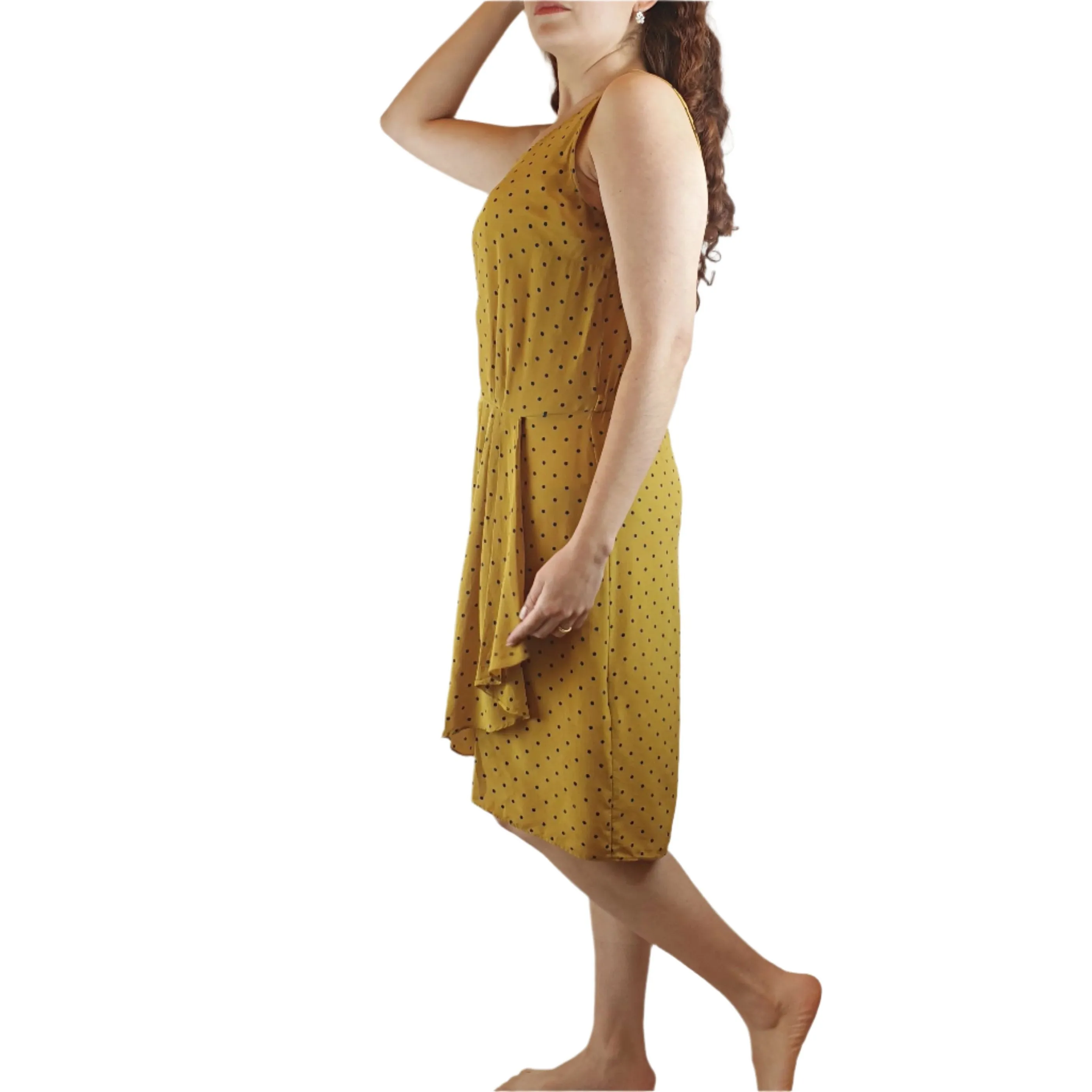 Gorman 100% silk mustard polka dot dress size 10
