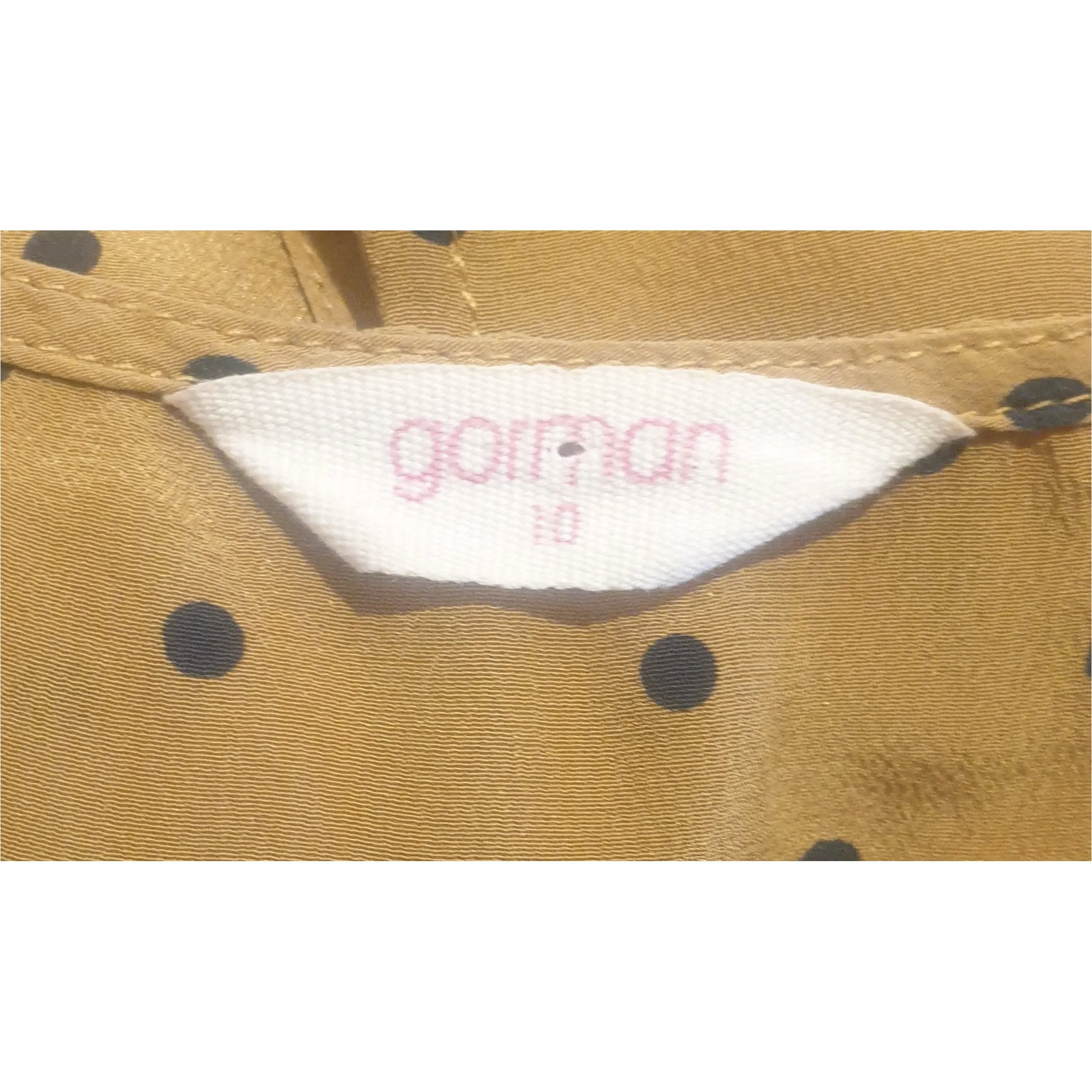 Gorman 100% silk mustard polka dot dress size 10