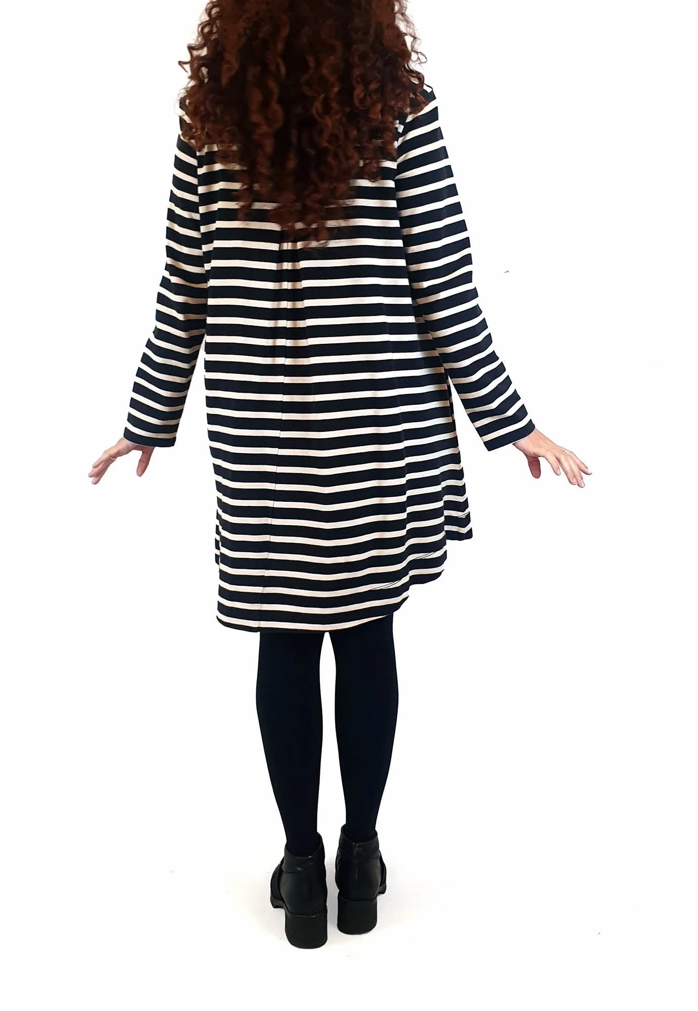 Gorman black and white striped long sleeve dress size 10