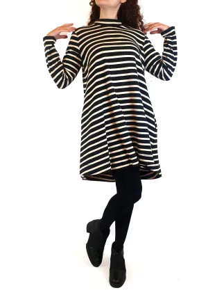 Gorman black and white striped long sleeve dress size 10