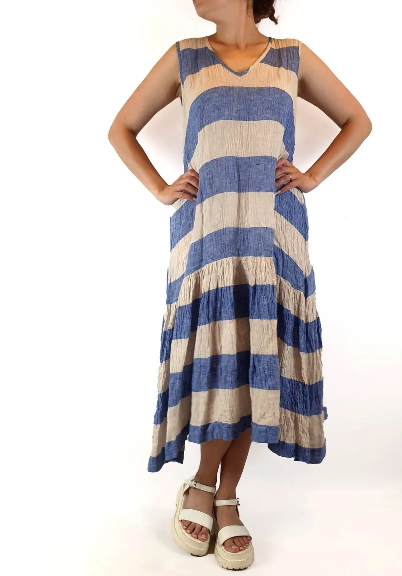 Gorman blue and white striped sleeveless maxi dress size 10