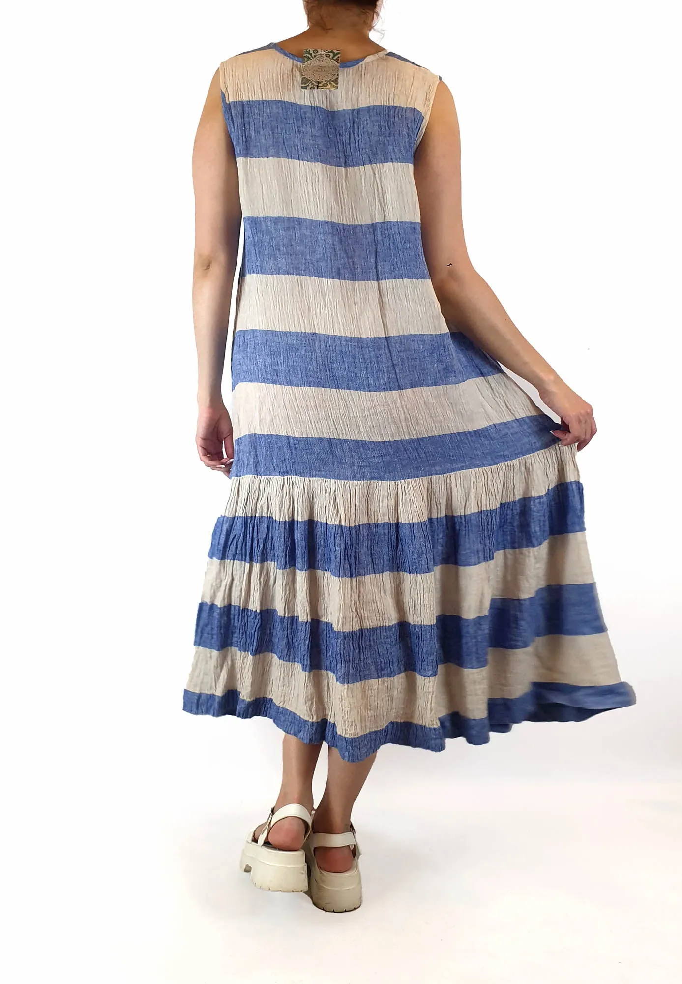 Gorman blue and white striped sleeveless maxi dress size 10