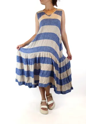 Gorman blue and white striped sleeveless maxi dress size 10
