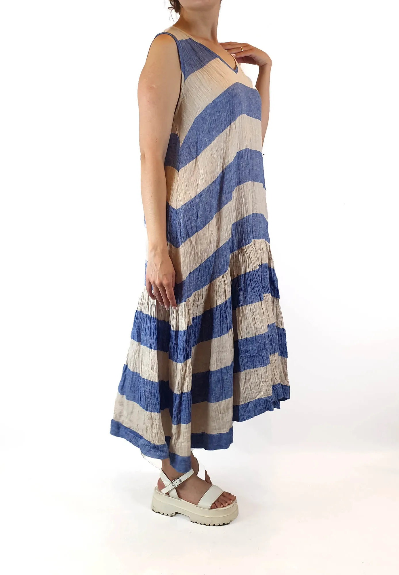 Gorman blue and white striped sleeveless maxi dress size 10