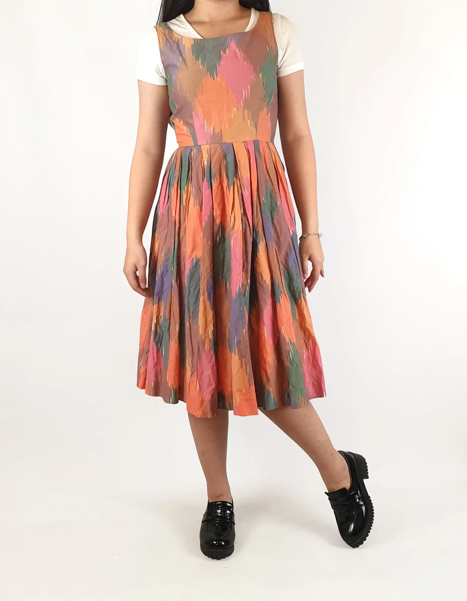 Gorman colourful sleeveless metalic mix pleated dress size 6