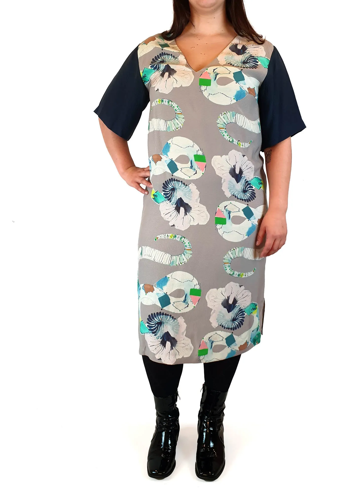 Gorman   Miranda Skoczek grey print silk dress size 14