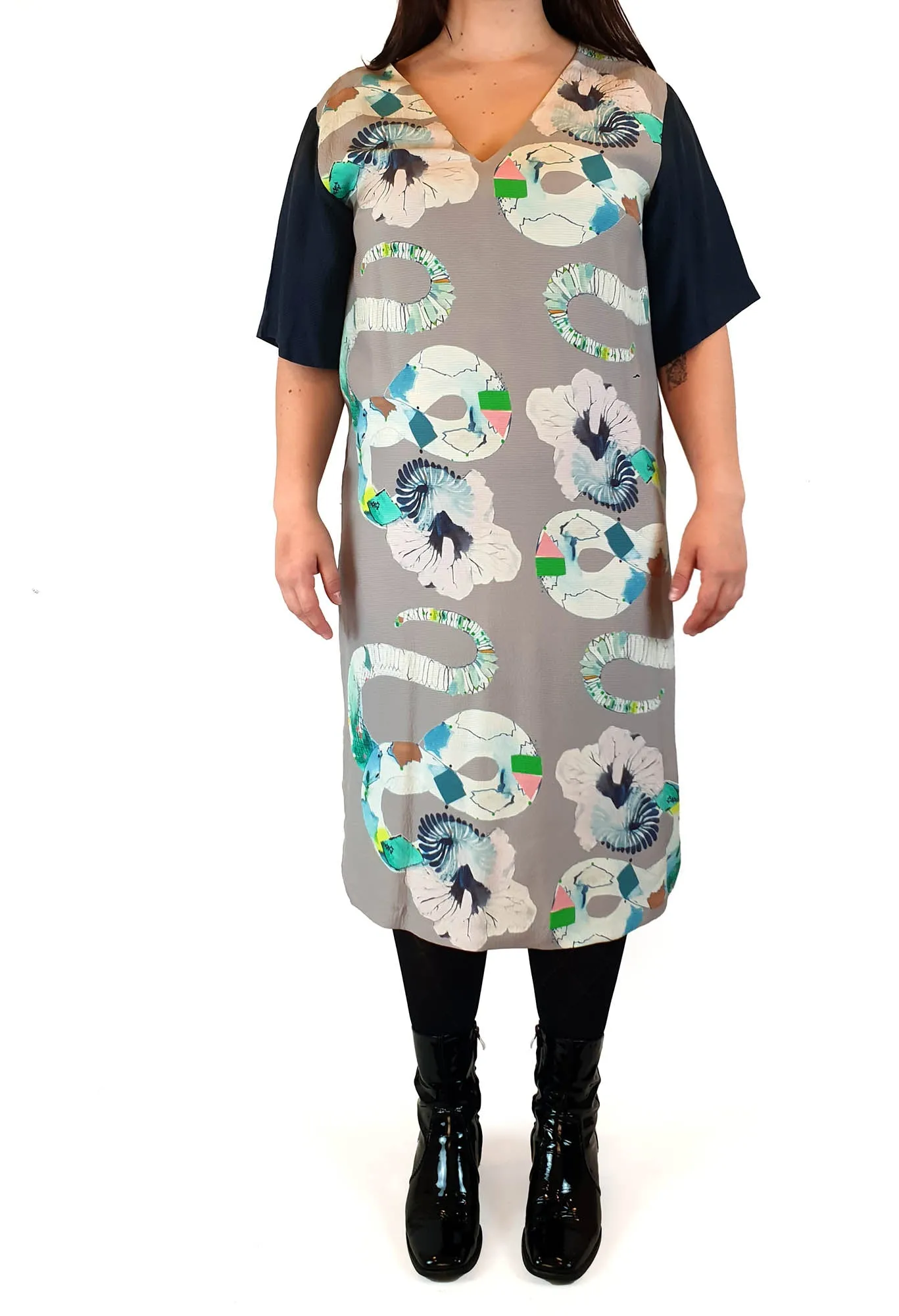Gorman   Miranda Skoczek grey print silk dress size 14