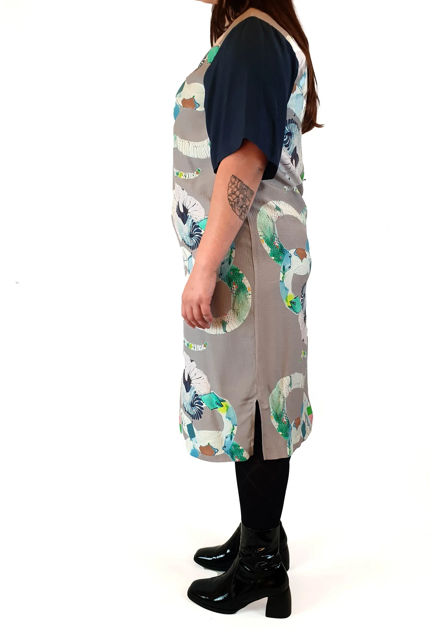 Gorman   Miranda Skoczek grey print silk dress size 14