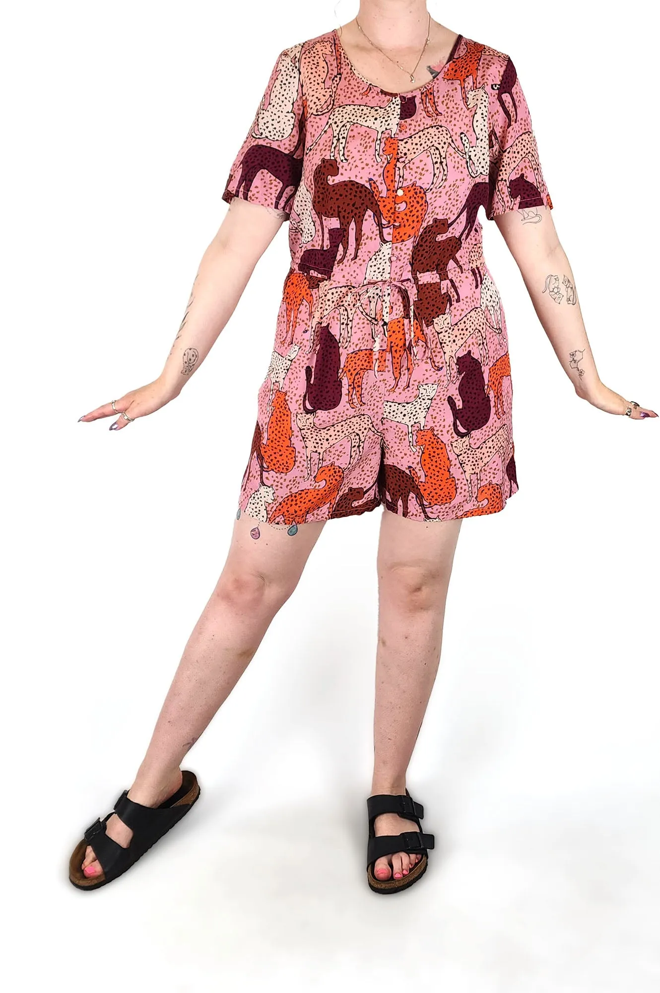 Gorman pink cheetah print playsuit size 12