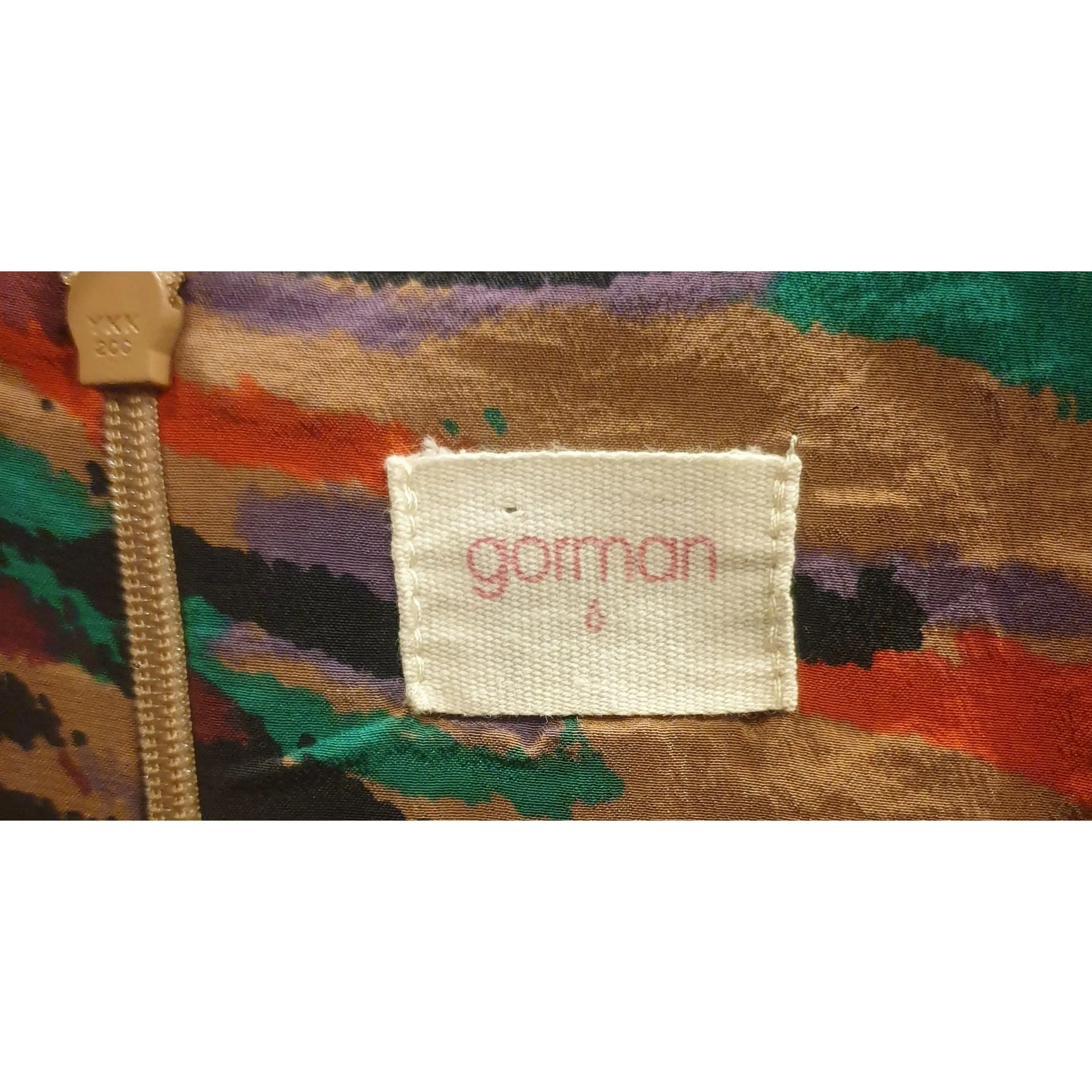 Gorman preloved 100% silk dress with pretty and colourful animal style print size 6