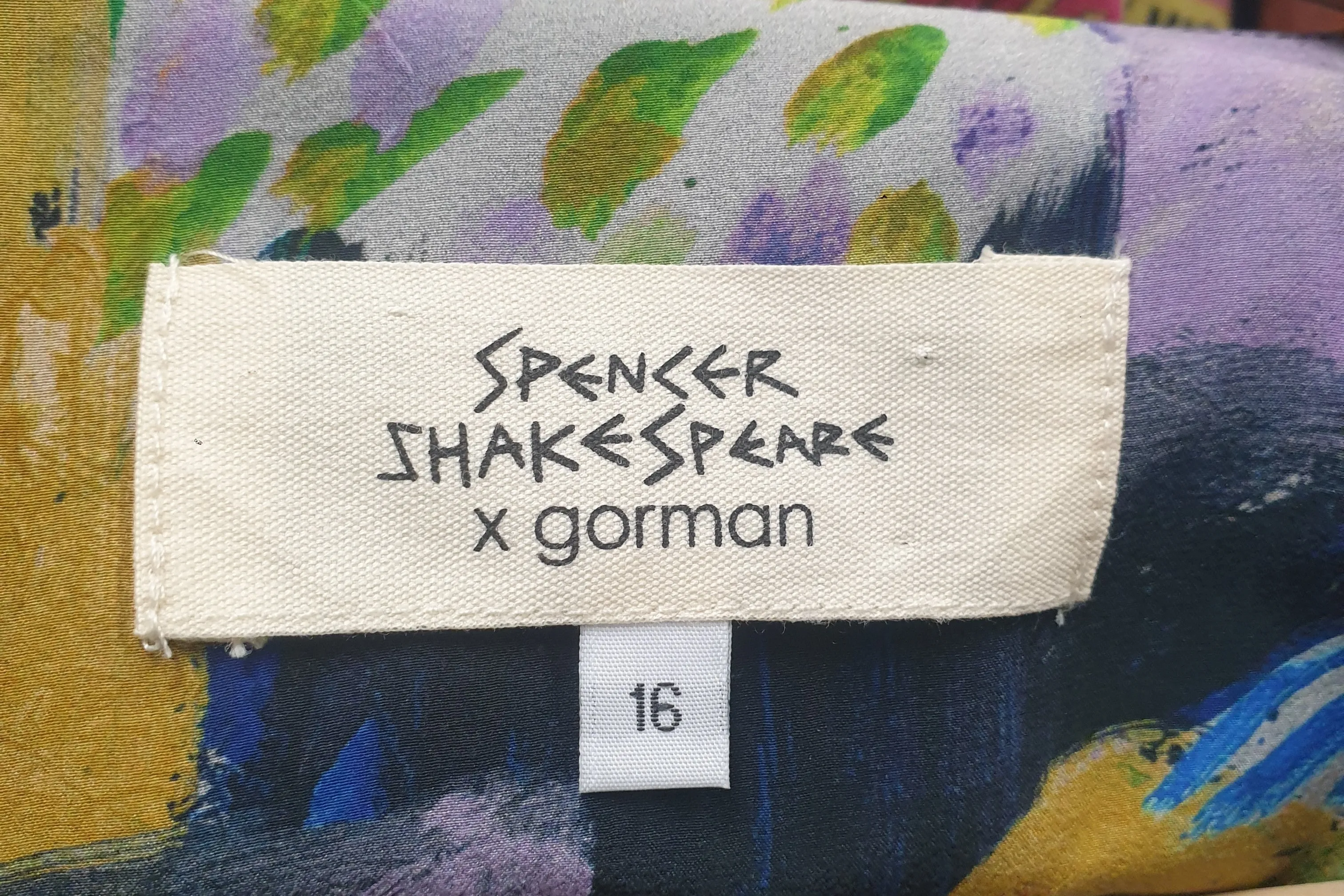 Gorman   Spencer Shakespeare silk mix purple-based half sleeve maxi dress size 16