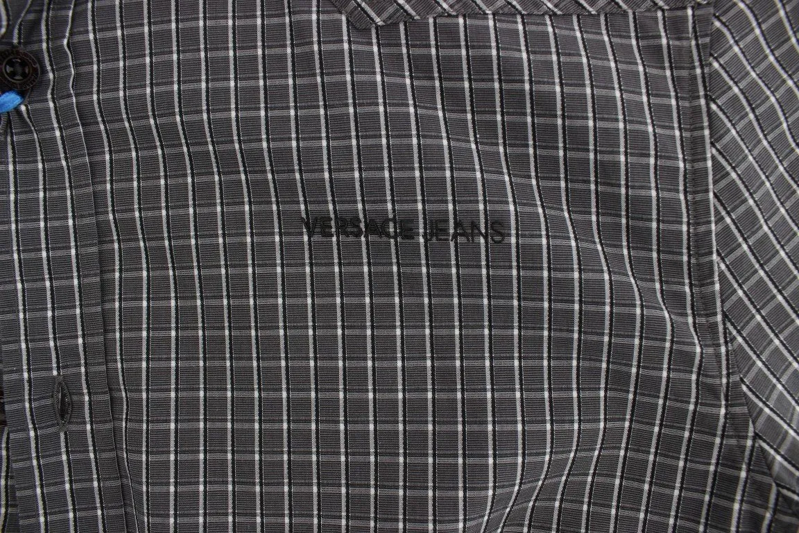 Gray Checkered Slim Fit Cotton Shirt