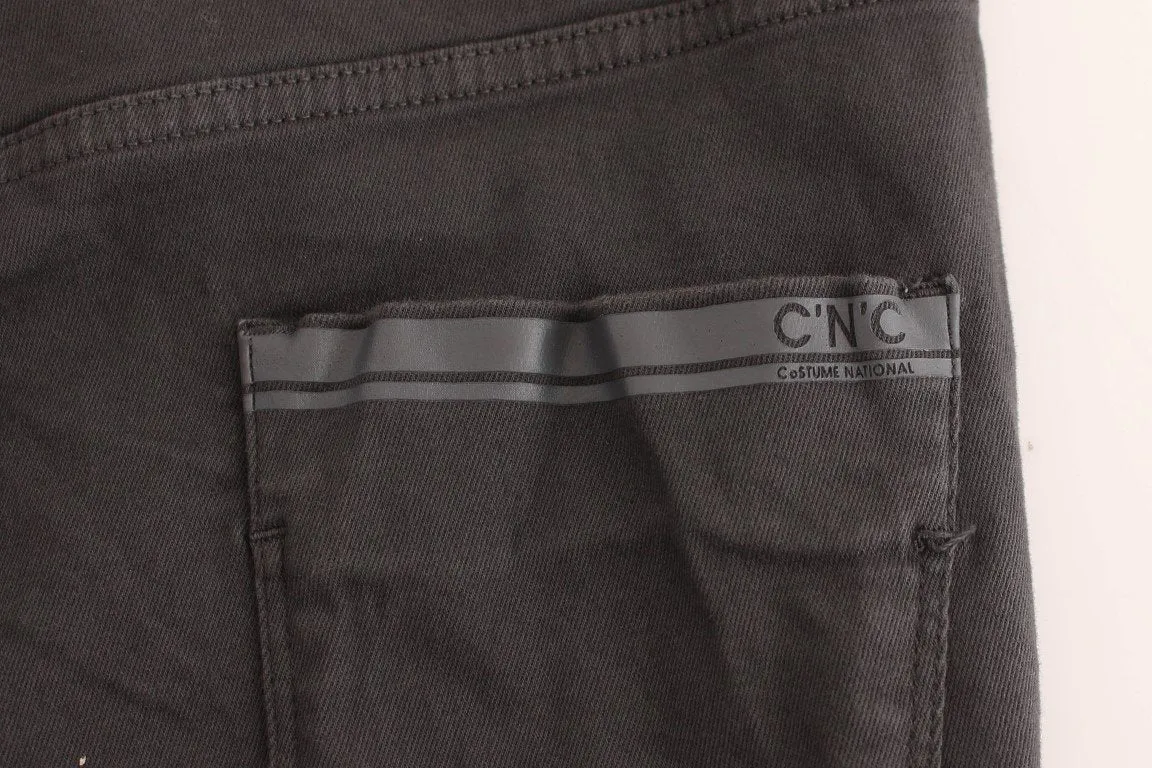 Gray cotton stretch slim fit jeans