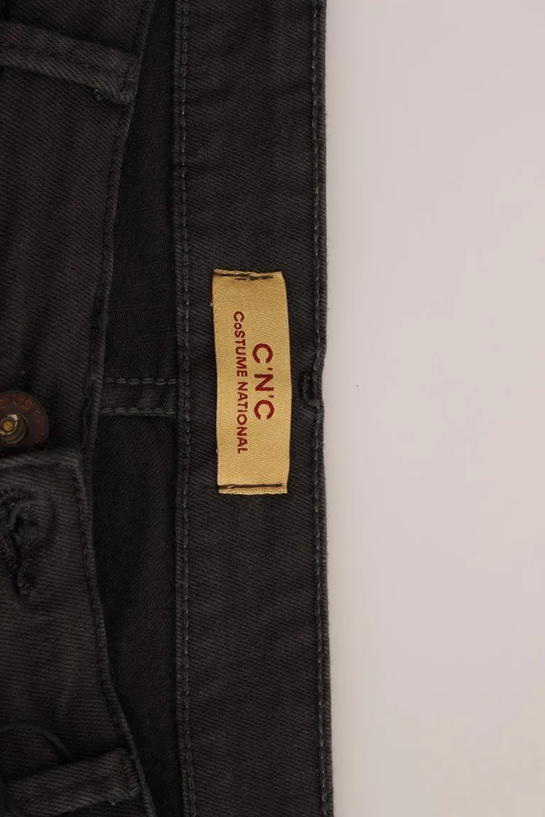 Gray cotton stretch slim fit jeans