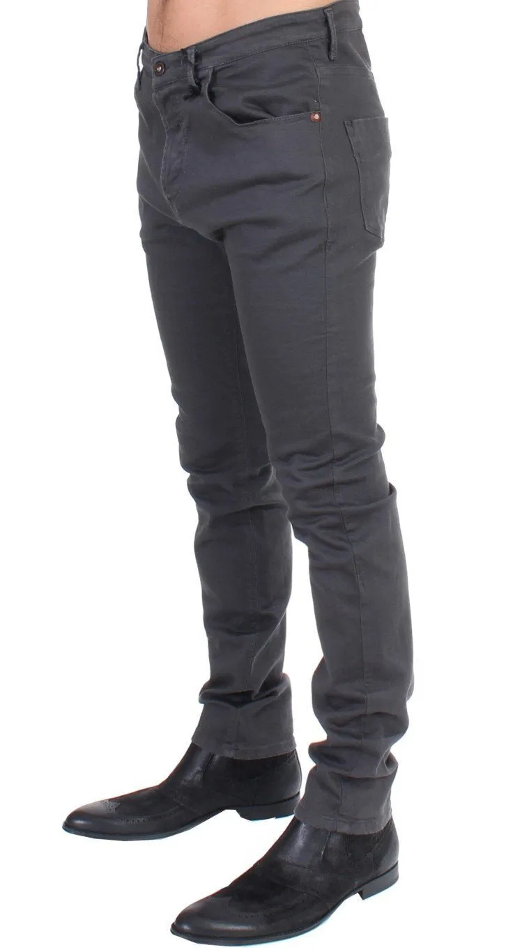Gray cotton stretch slim fit jeans