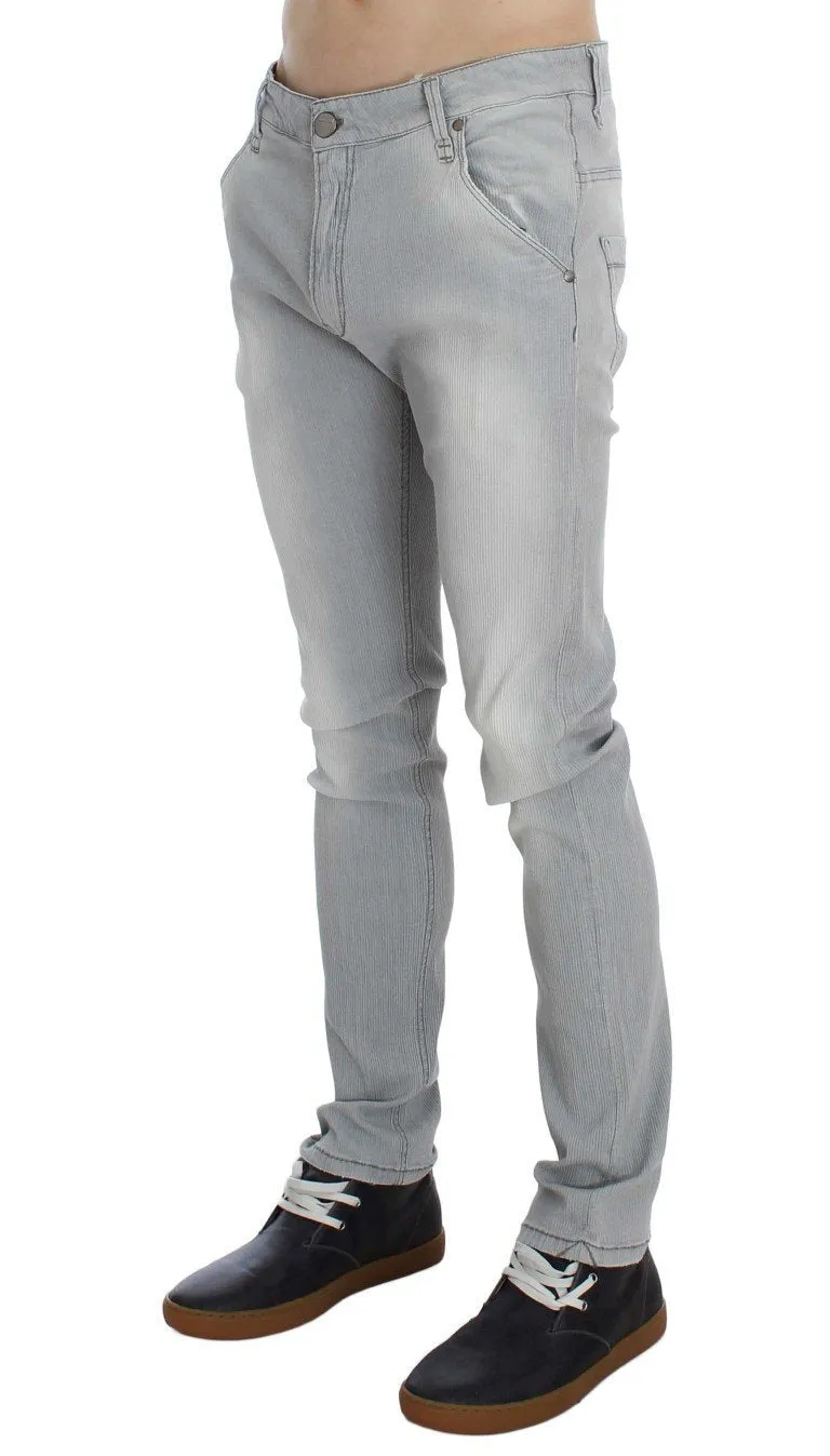 Gray Wash Denim Cotton Stretch Slim Fit Jeans