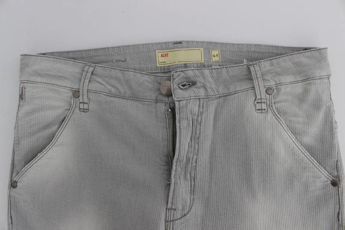 Gray Wash Denim Cotton Stretch Slim Fit Jeans