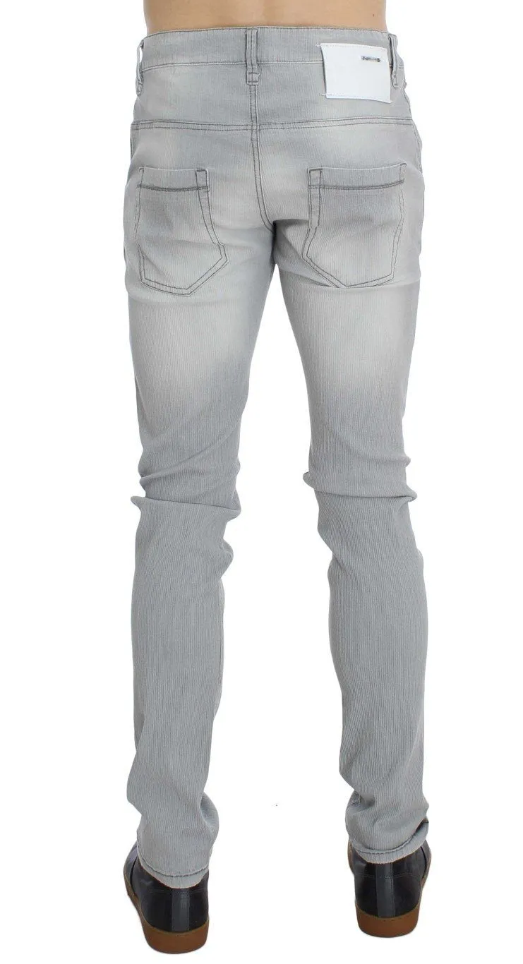 Gray Wash Denim Cotton Stretch Slim Fit Jeans
