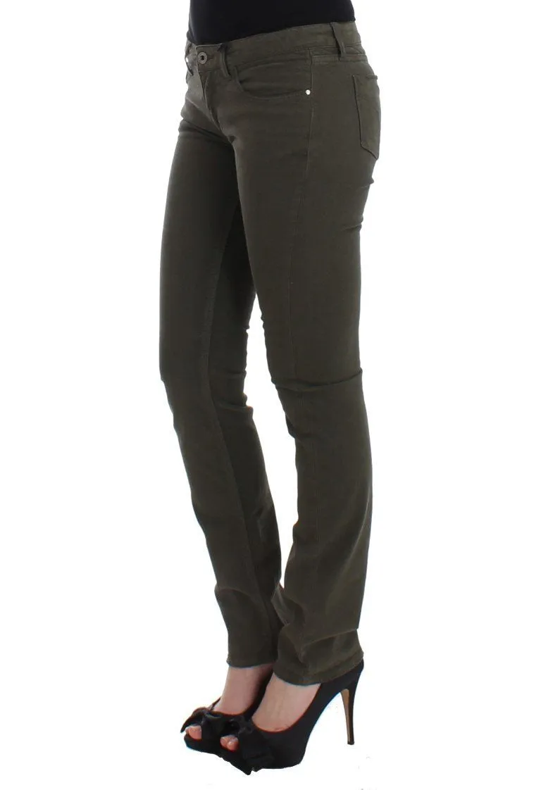 Green slim leg jeans