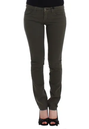 Green slim leg jeans