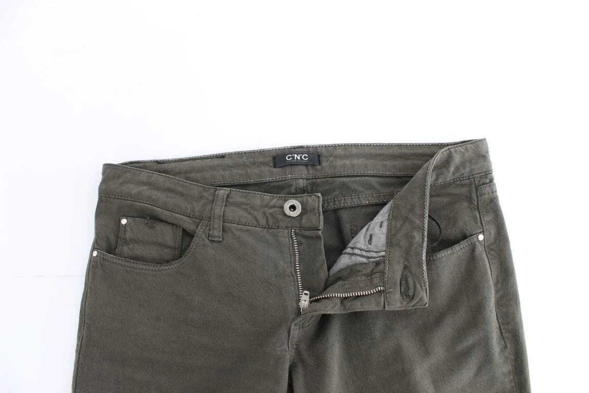 Green slim leg jeans