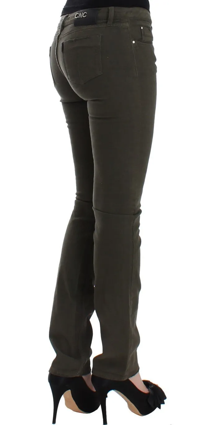 Green slim leg jeans