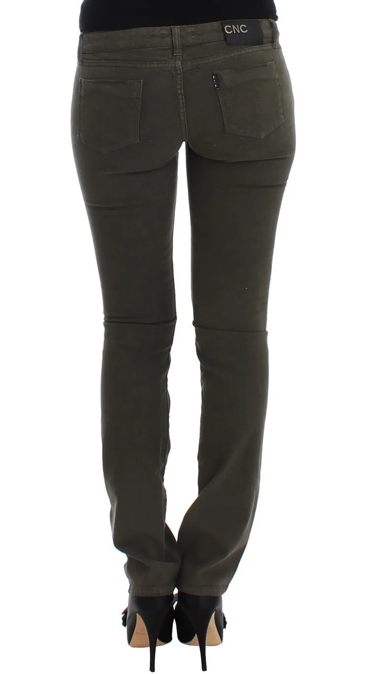 Green slim leg jeans