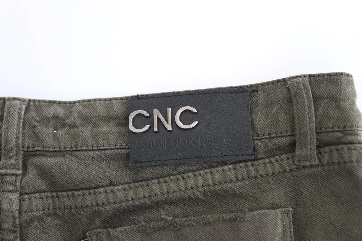 Green slim leg jeans