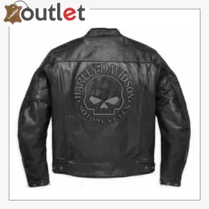 Harley Davidson Men's Reflective Skull Leather Jacket