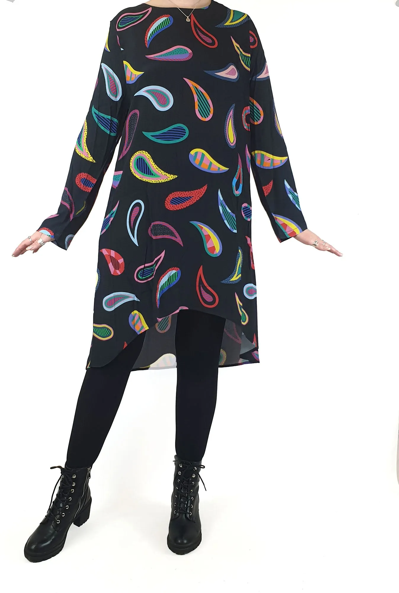 Harvest Lane black print long sleeve dress size 12
