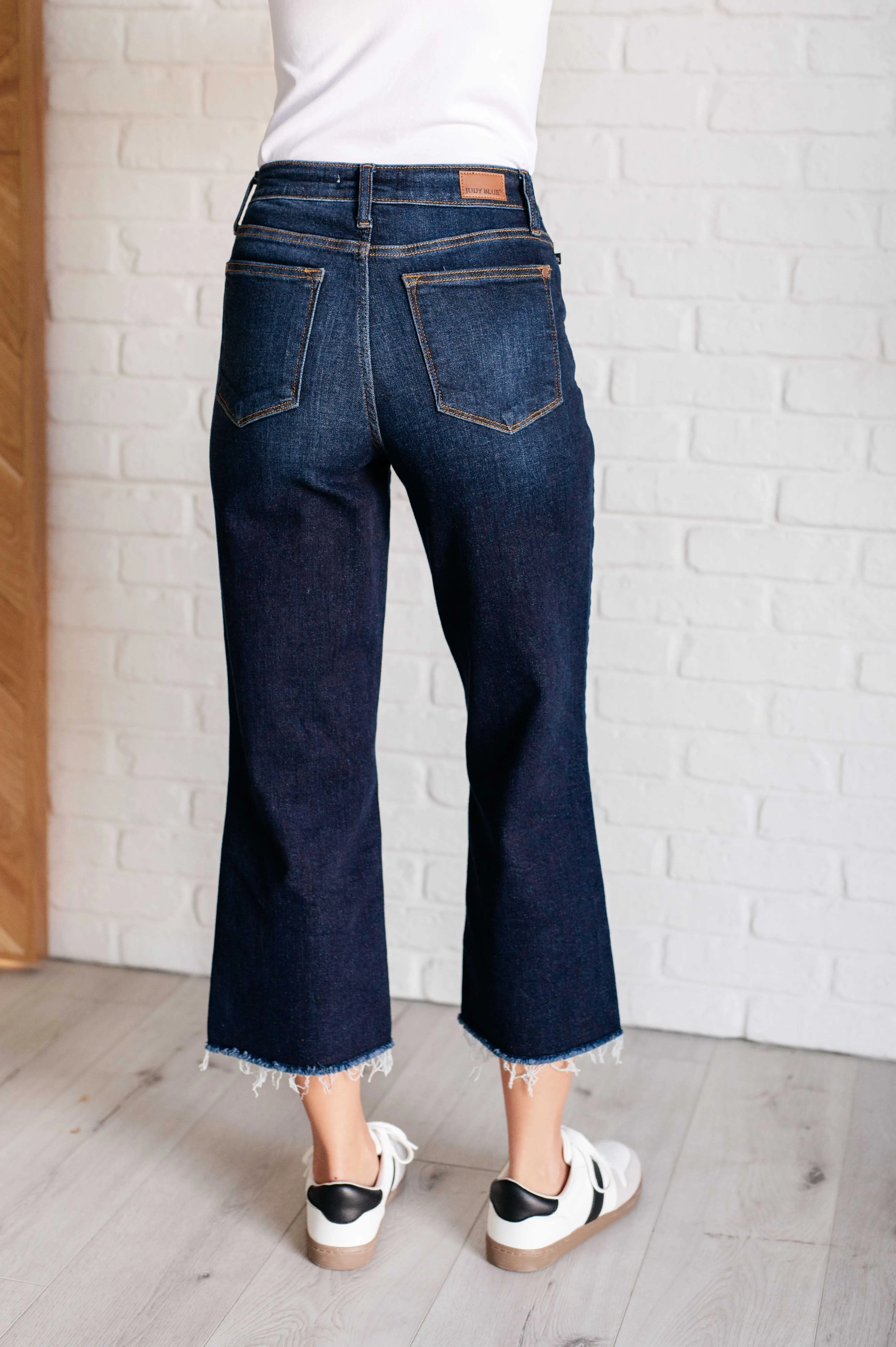 Hazel Blues® |  Madeline High Rise Cropped Wide Leg Jeans