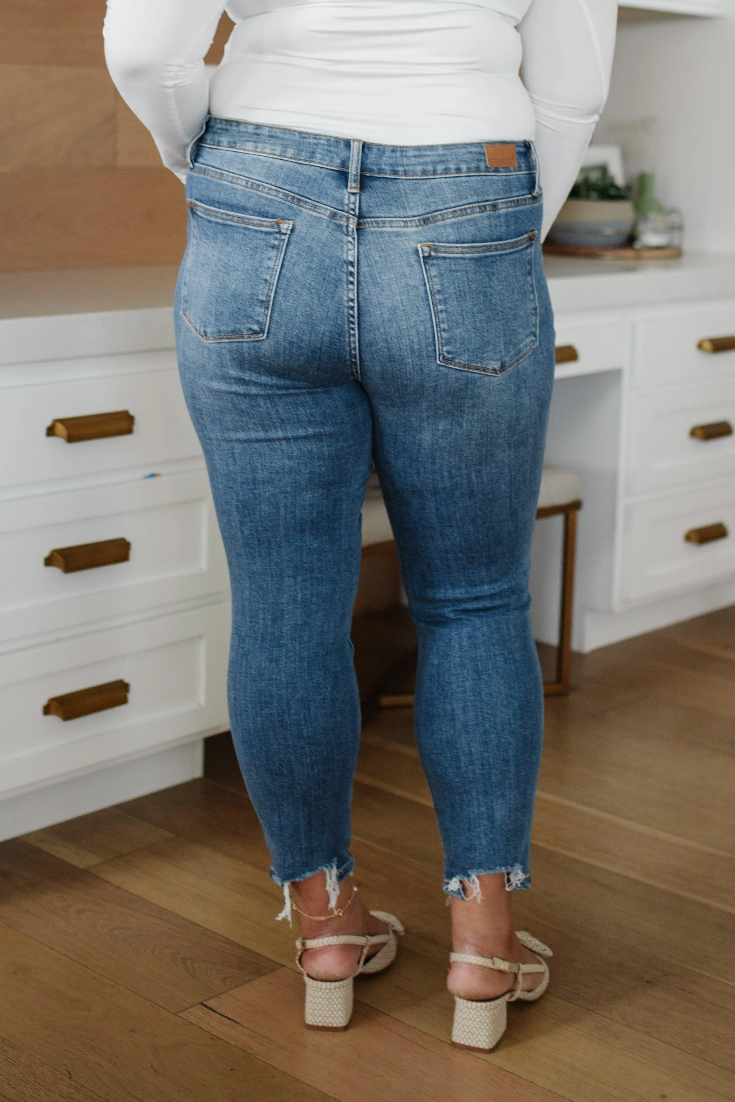 Hazel Blues® | Midrise Destructed Hem Slim Fit