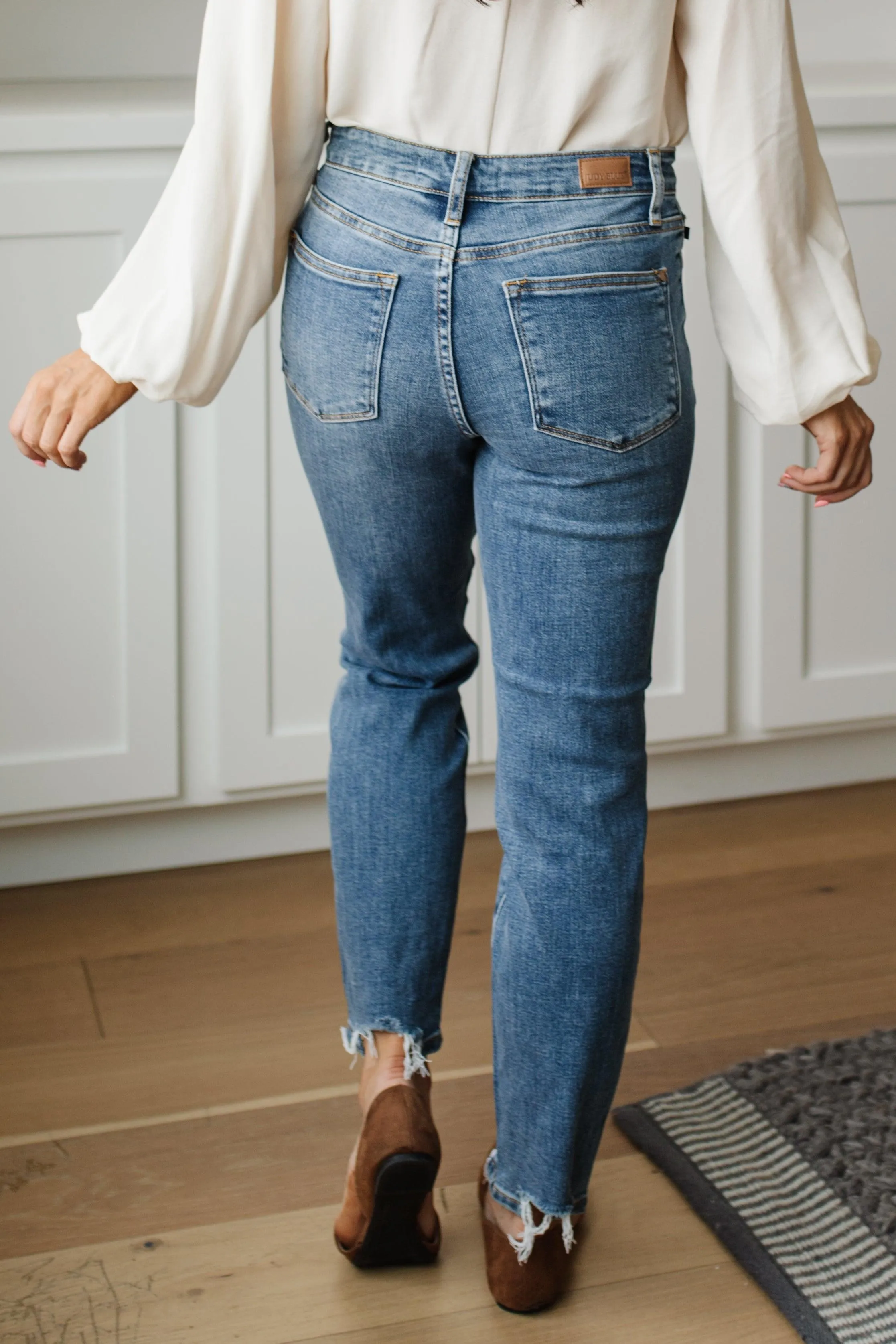 Hazel Blues® | Midrise Destructed Hem Slim Fit