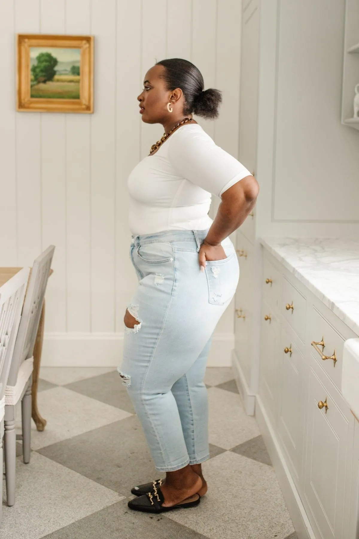 Hazel Blues® | Super Light Destroyed Boyfriend Jeans