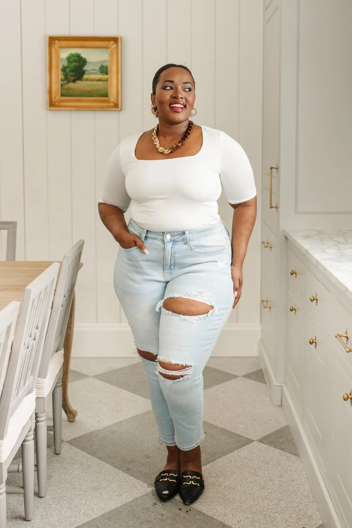 Hazel Blues® | Super Light Destroyed Boyfriend Jeans